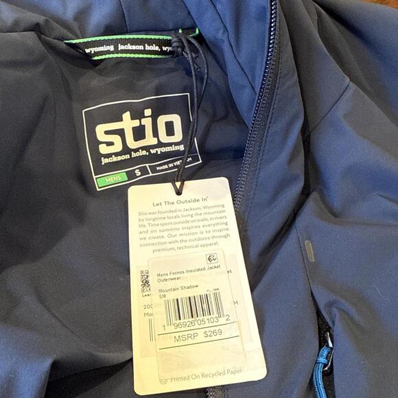 NWT $269 STIO Fernos Insulated Hooded Jacket Mountain Shadow Men's Size S - Picture 6 of 9